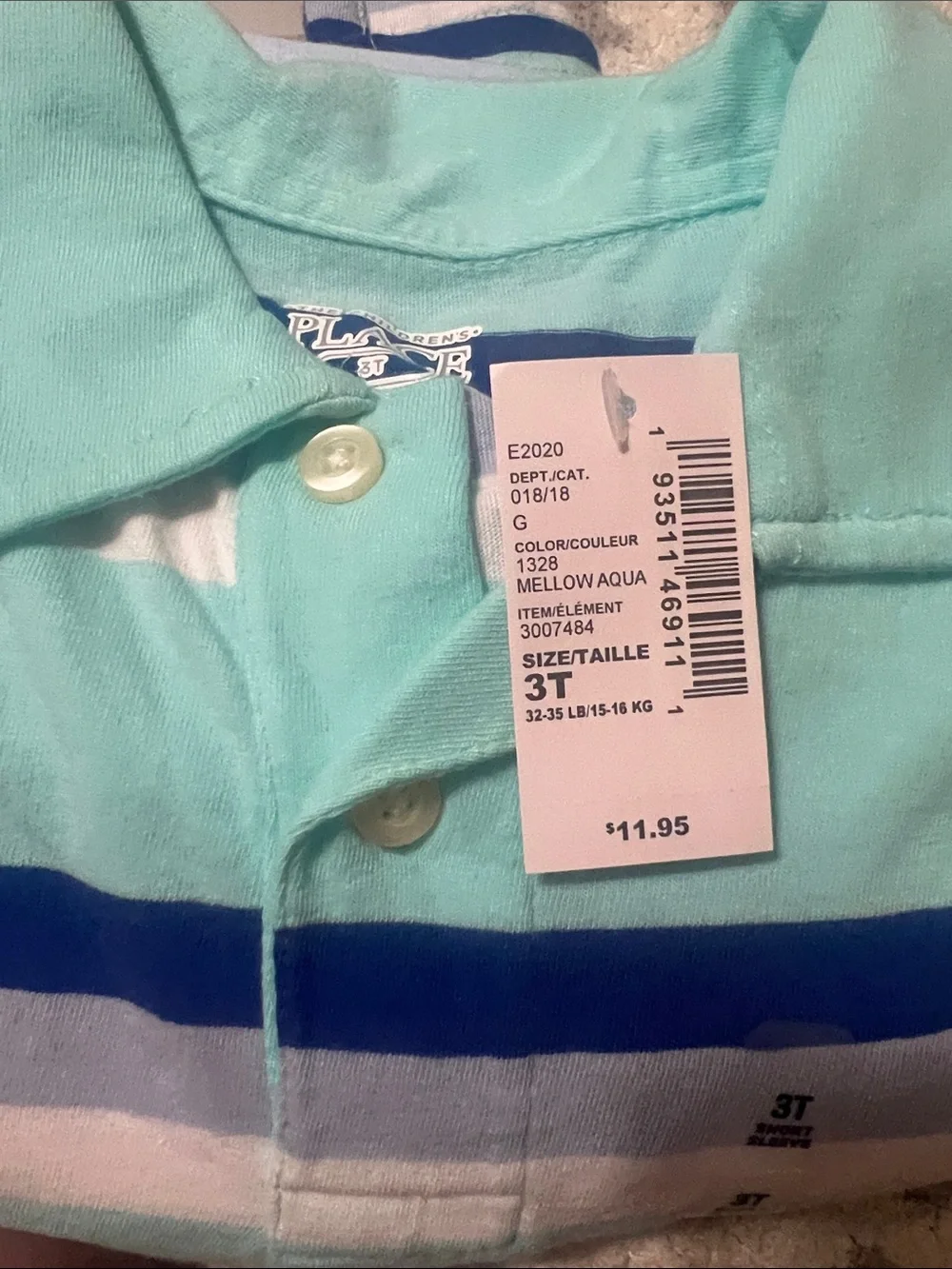 The Children's Place Striped Polo Pack - Coral, Yellow, Light Blue, Aqua